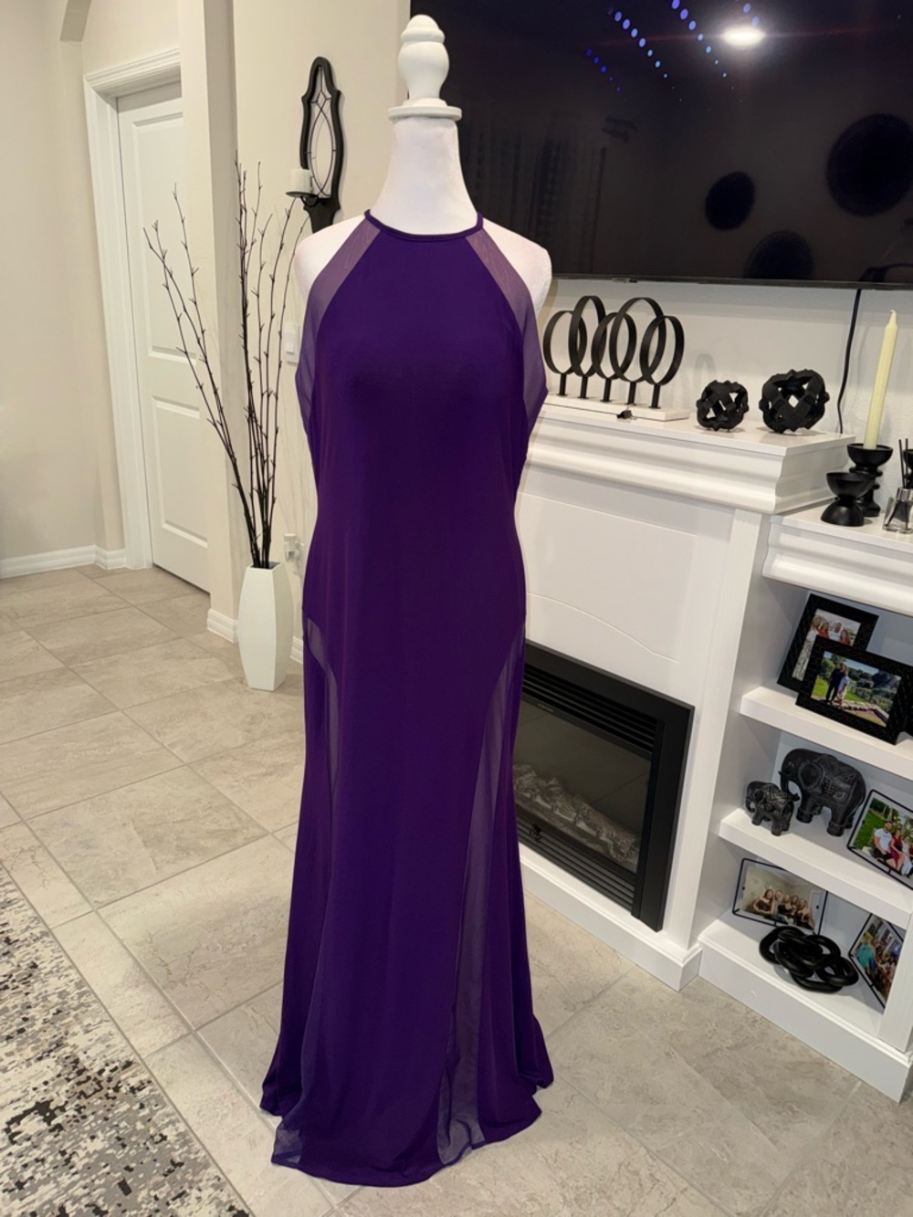 Night Way Collections Purple Halter Maxi Gown Size 14